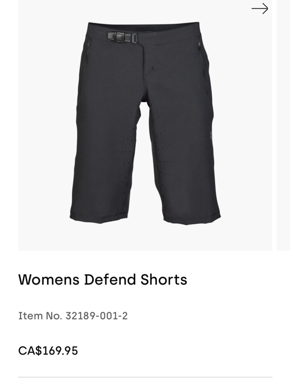 Fox women’s  Black MTB “defend” Performance Shorts